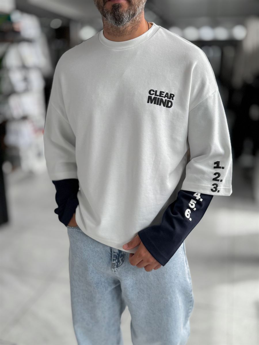 White Clear Mind Boxy Fit Sweatshirt RES-5009