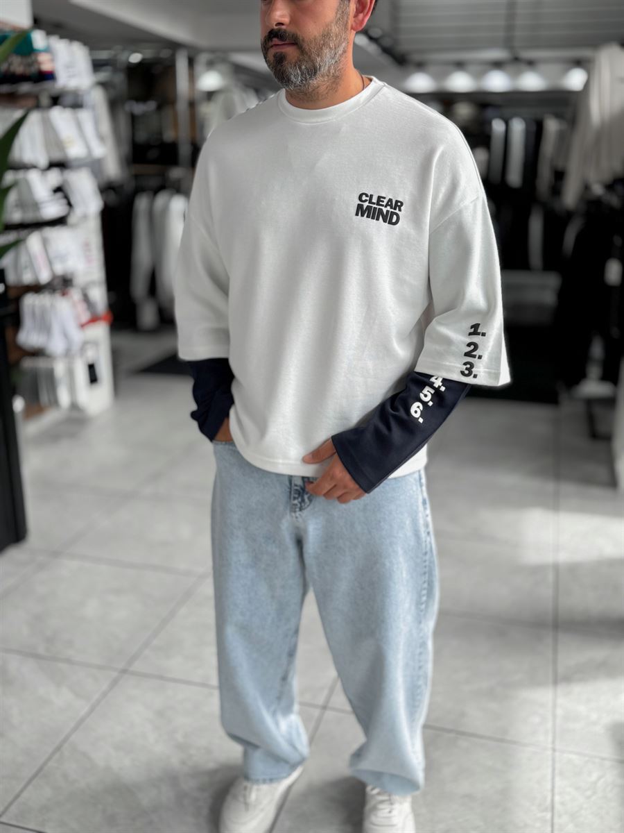 White Clear Mind Boxy Fit Sweatshirt RES-5009