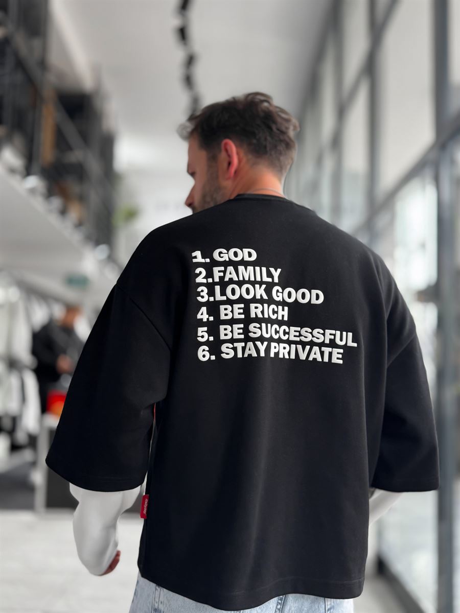 Black Clear Mind Boxy Fit Sweatshirt RES-5009