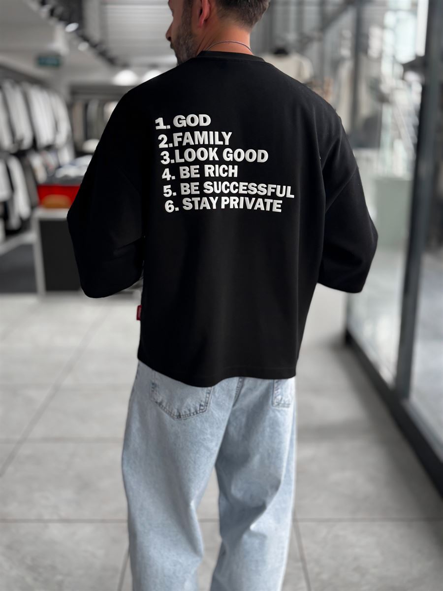 Black Clear Mind Boxy Fit Sweatshirt RES-5009