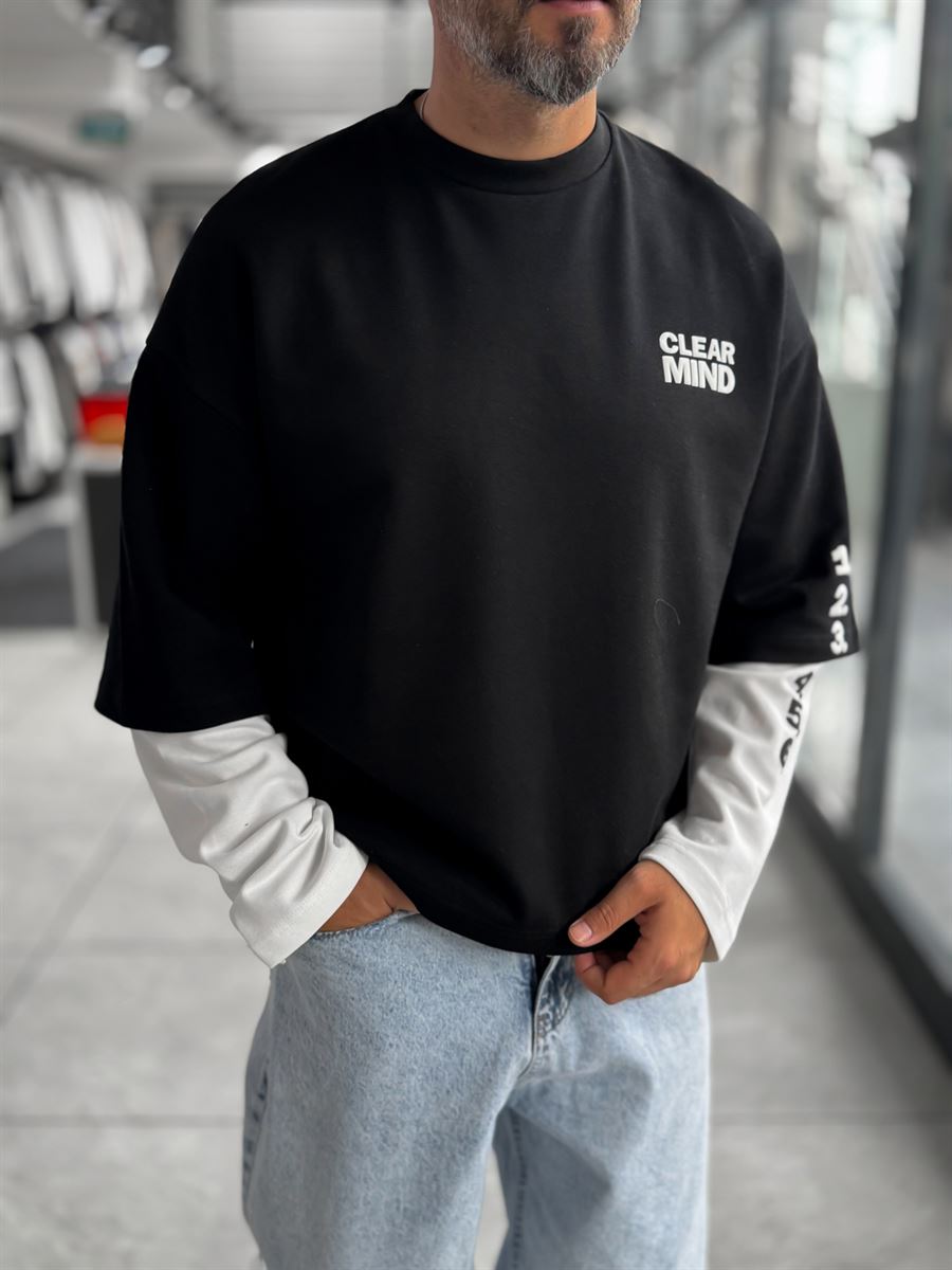 Black Clear Mind Boxy Fit Sweatshirt RES-5009