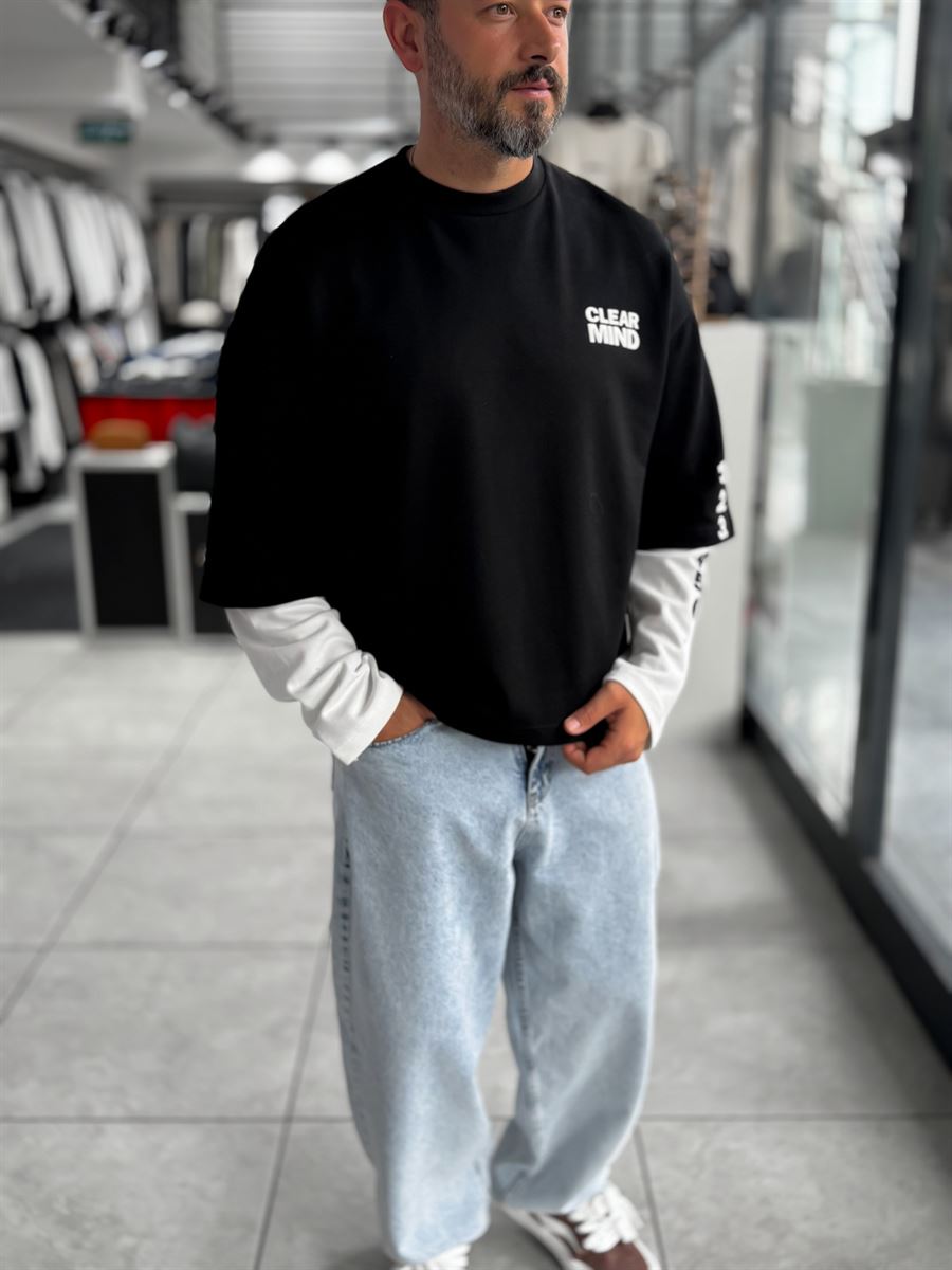 Black Clear Mind Boxy Fit Sweatshirt RES-5009