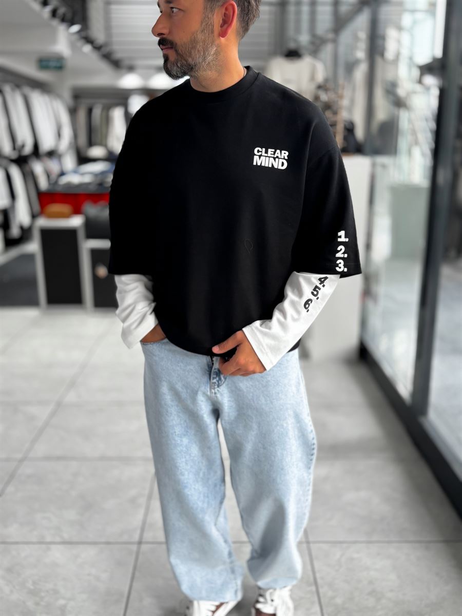 Black Clear Mind Boxy Fit Sweatshirt RES-5009
