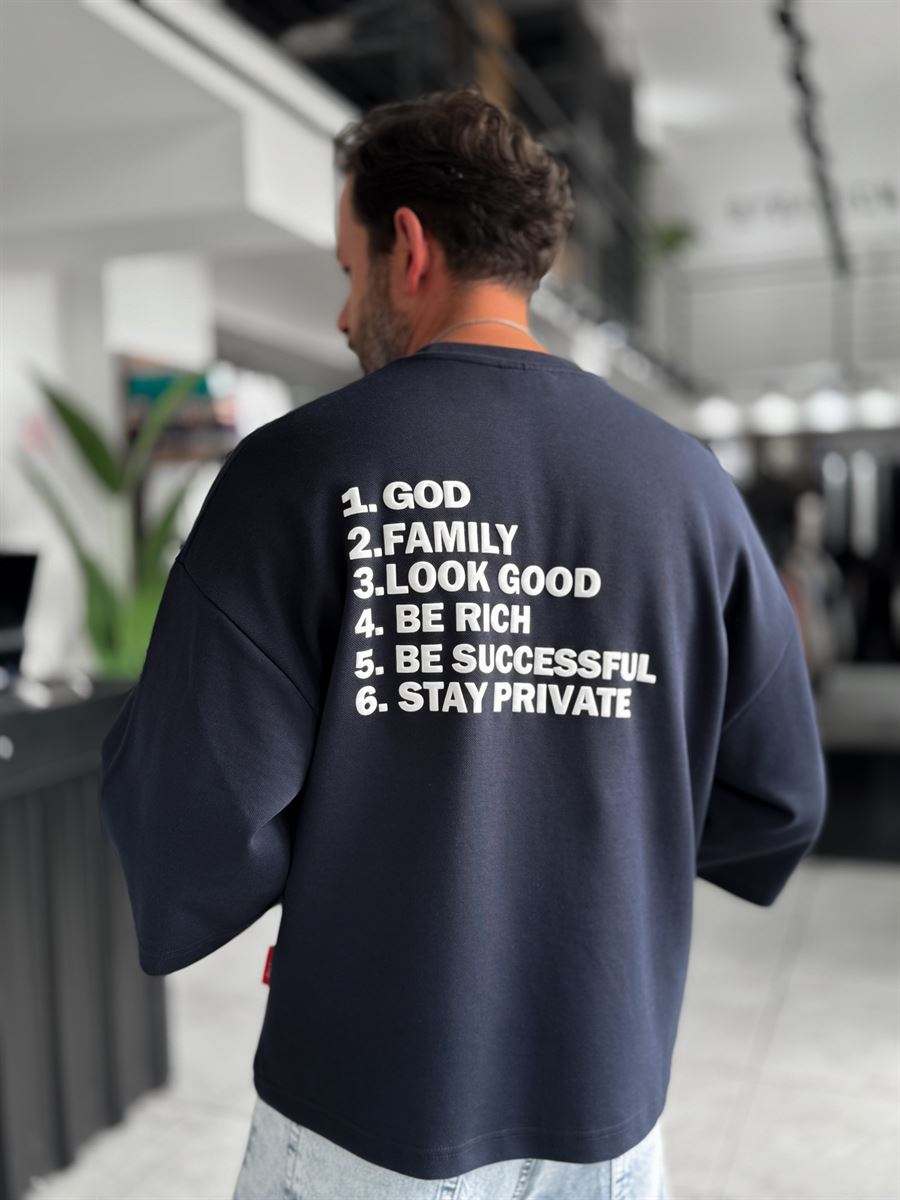 Navy Clear Mind Boxy Fit Sweatshirt RES-5009