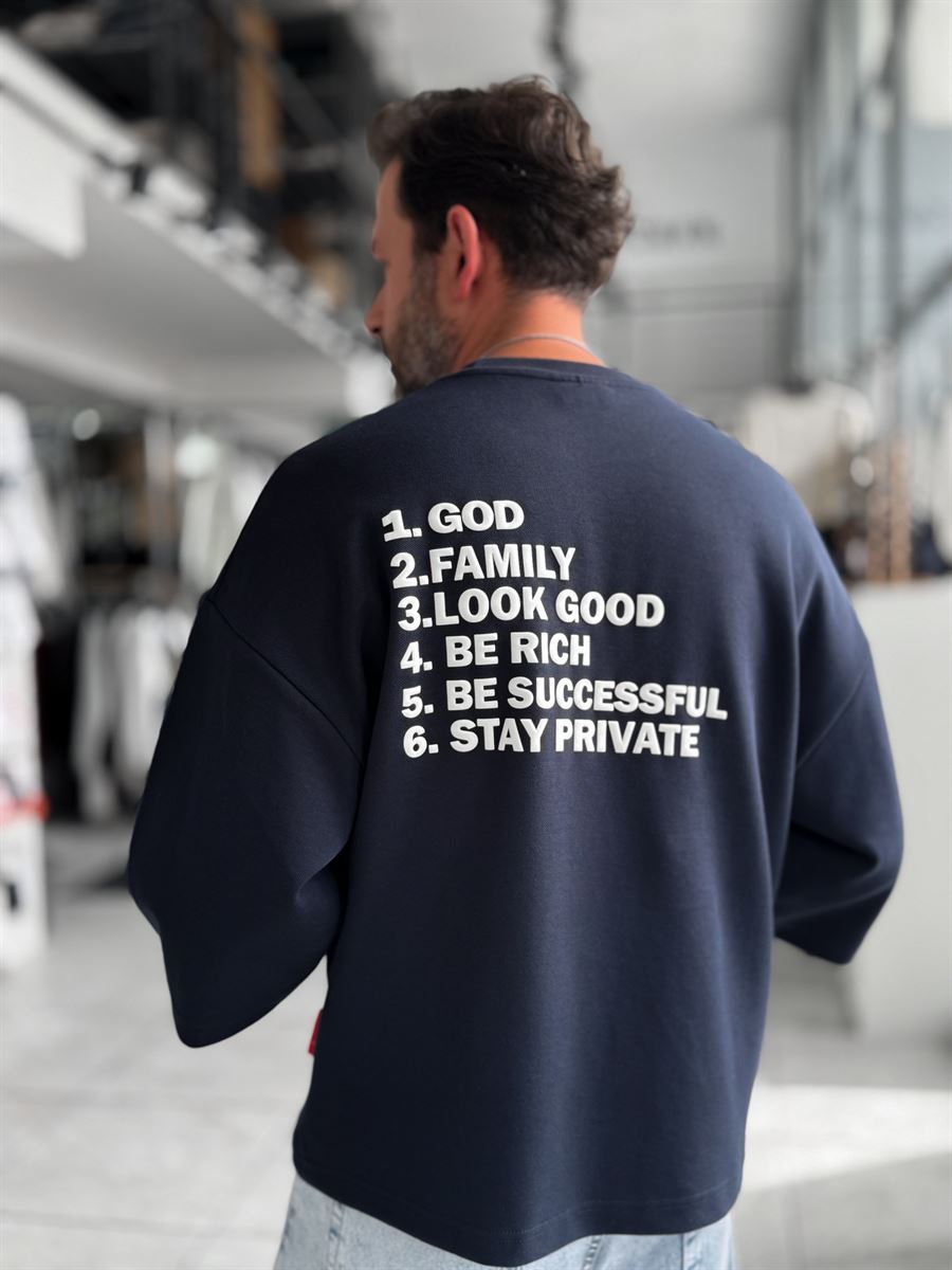 Navy Clear Mind Boxy Fit Sweatshirt RES-5009