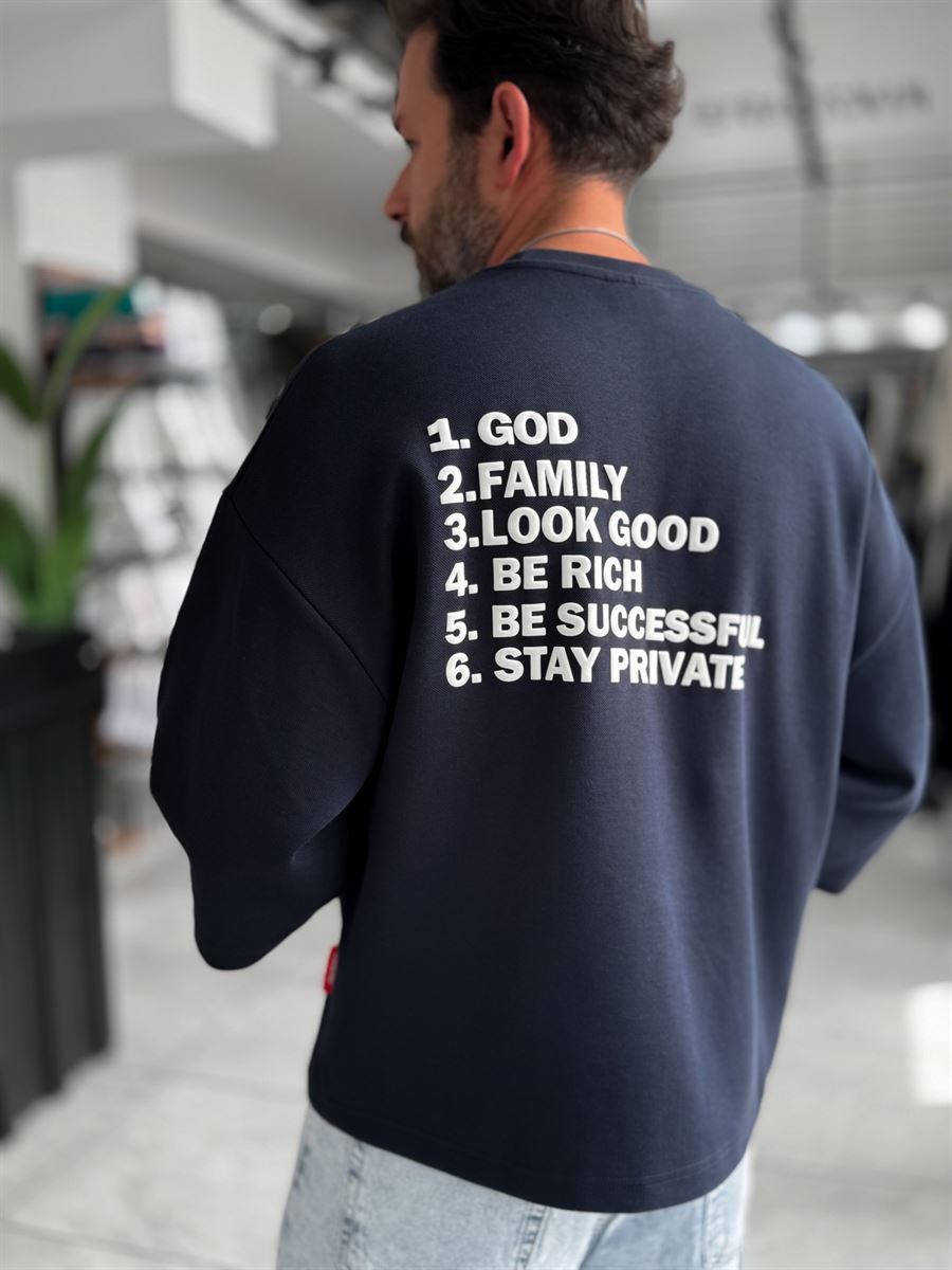 Navy Clear Mind Boxy Fit Sweatshirt RES-5009