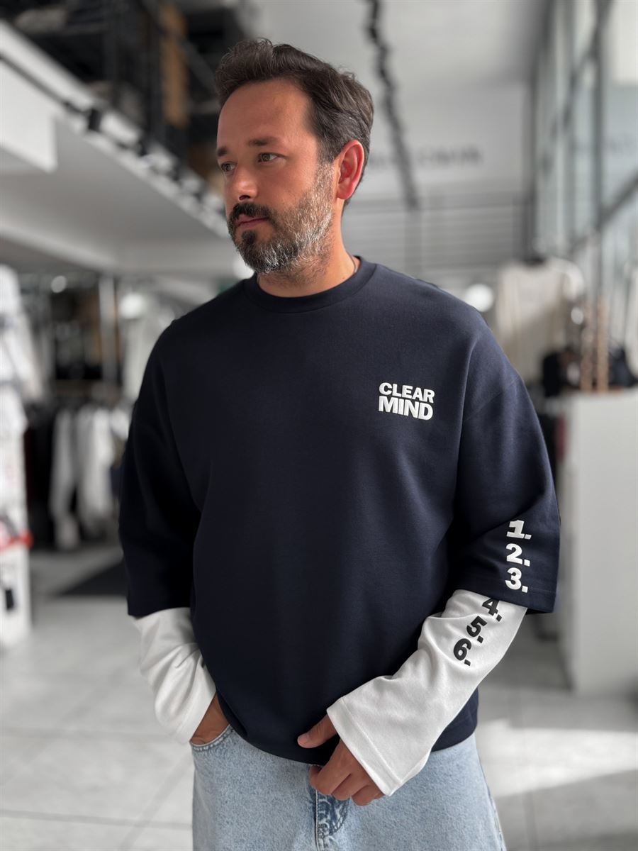 Navy Clear Mind Boxy Fit Sweatshirt RES-5009