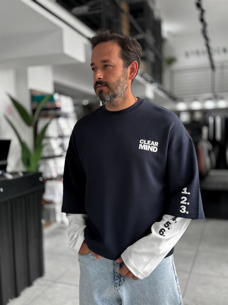 Navy Clear Mind Boxy Fit Sweatshirt RES-5009