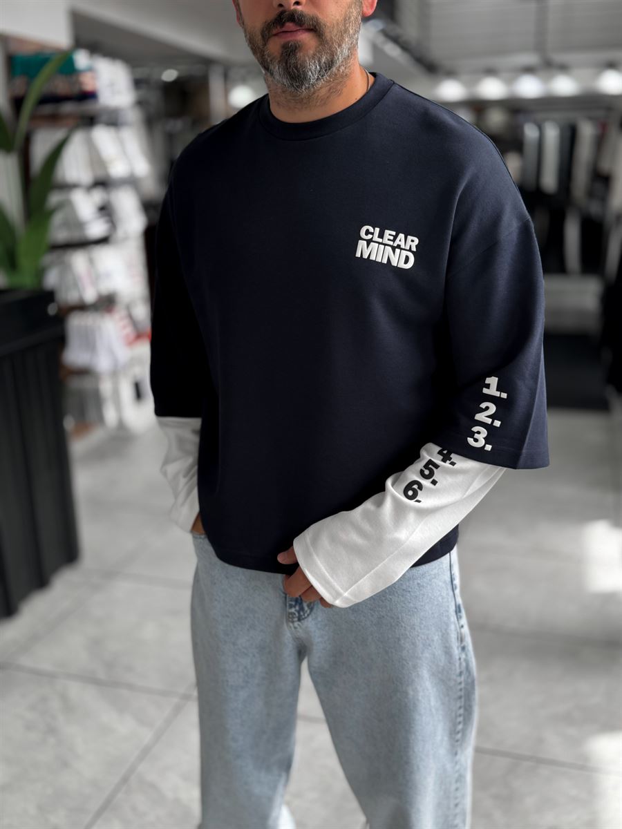 Navy Clear Mind Boxy Fit Sweatshirt RES-5009