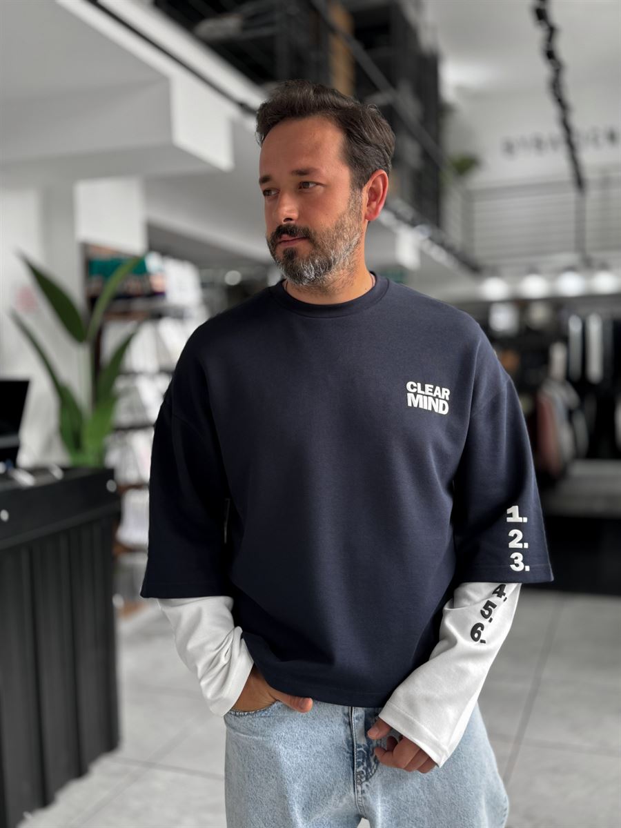 Navy Clear Mind Boxy Fit Sweatshirt RES-5009