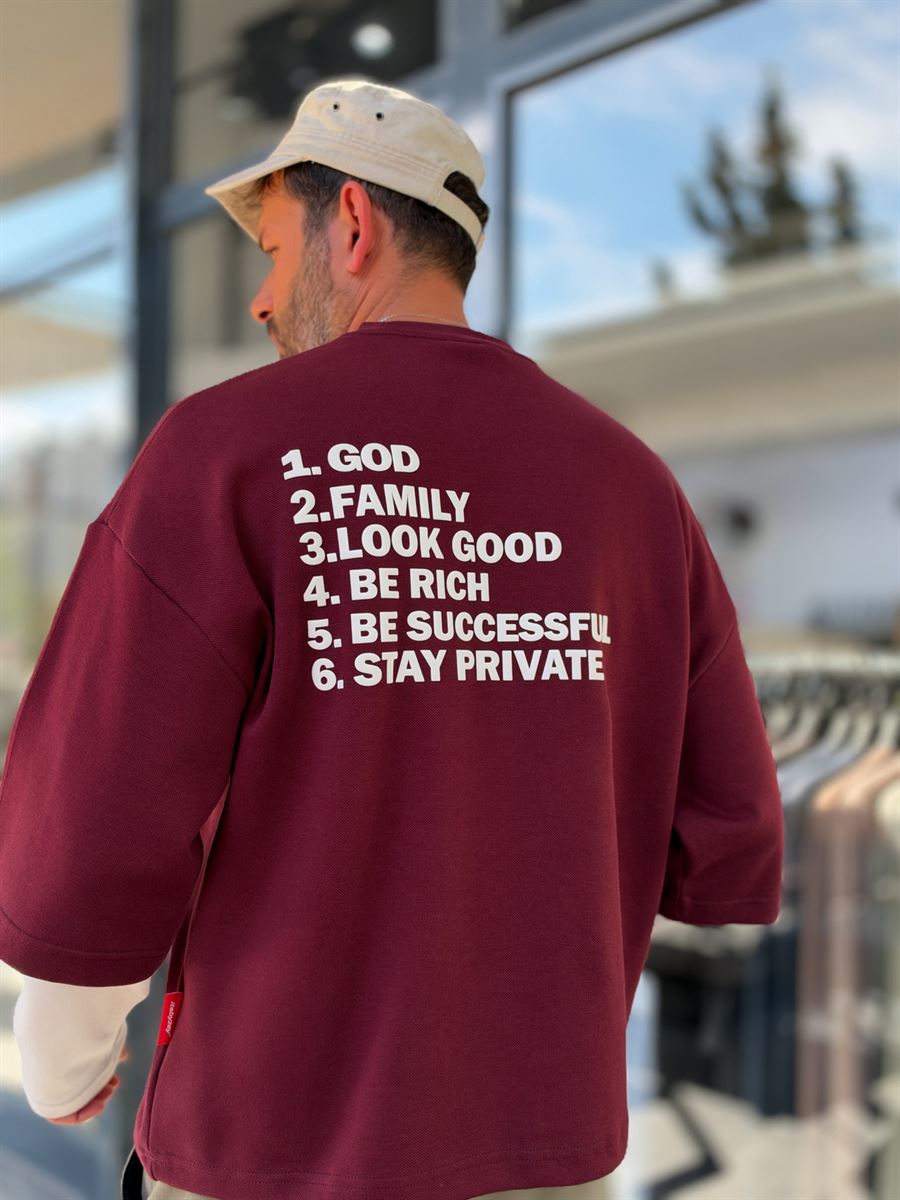 Burgundy Clear Mind Boxy Fit Sweatshirt RES-5009