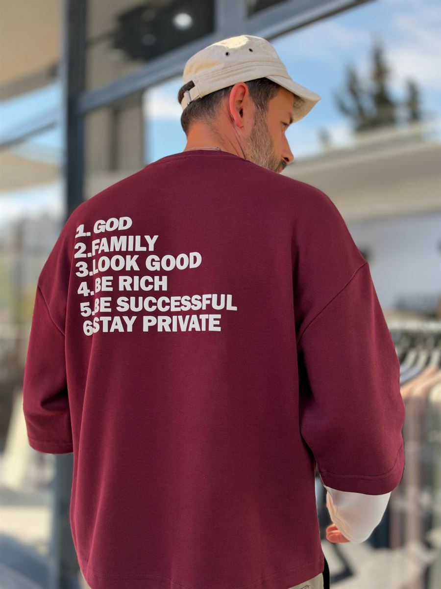 Burgundy Clear Mind Boxy Fit Sweatshirt RES-5009