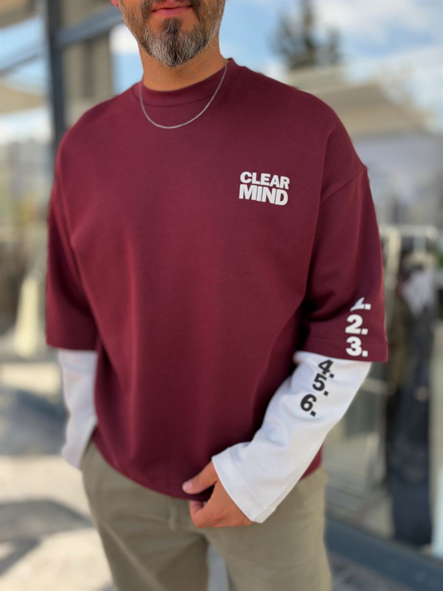 Burgundy Clear Mind Boxy Fit Sweatshirt RES-5009