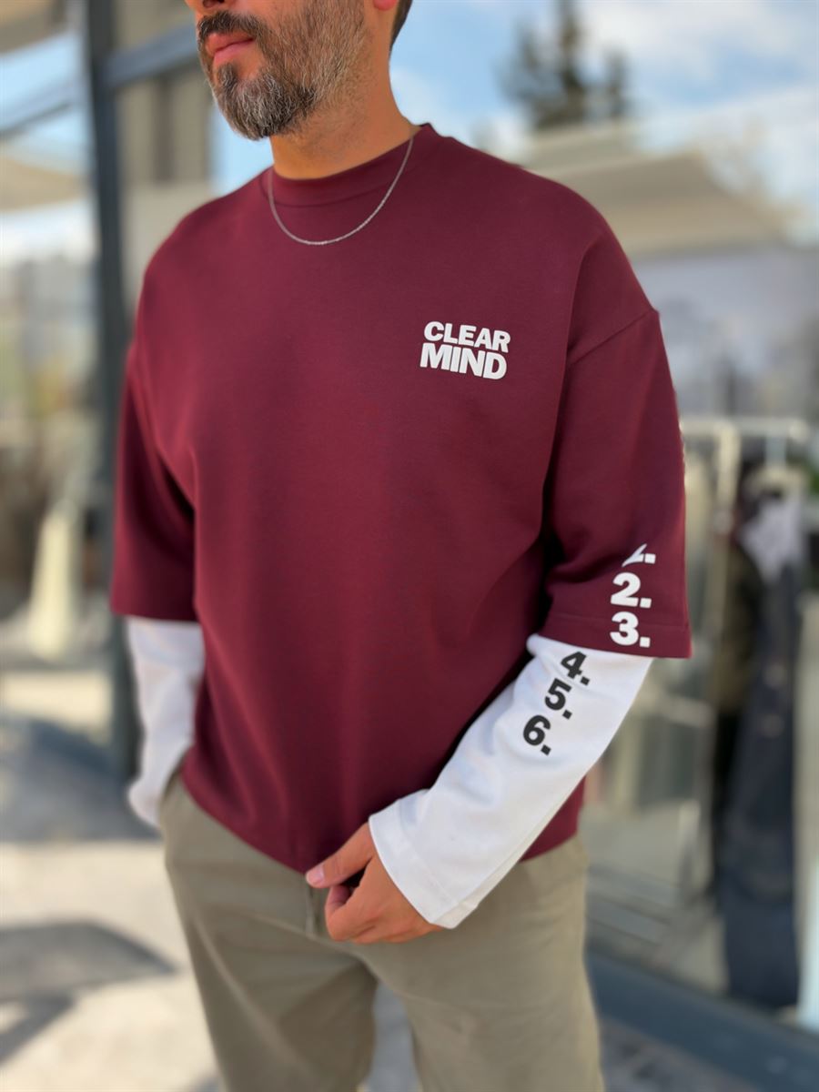 Burgundy Clear Mind Boxy Fit Sweatshirt RES-5009