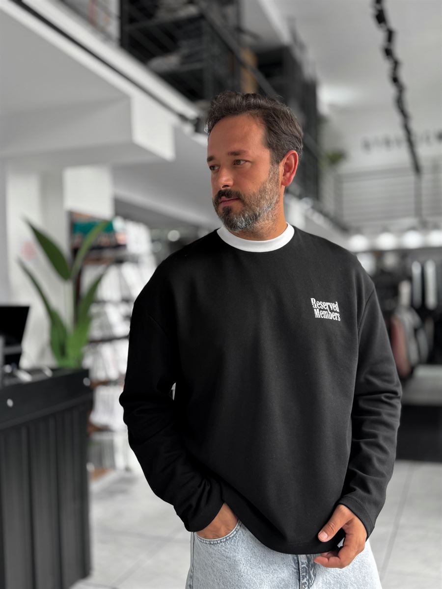 Black Reserved Boxy Fit Sweatshirt RES-5024
