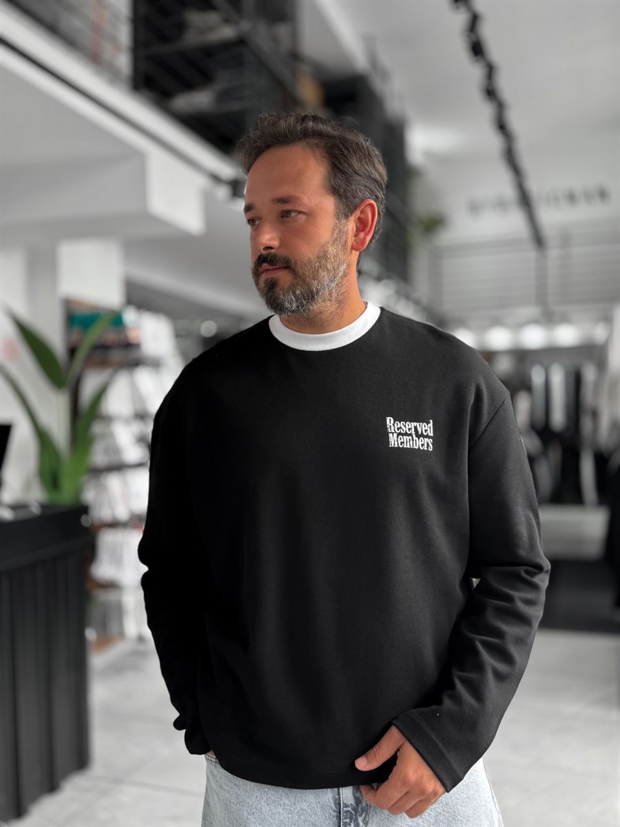 Black Reserved Boxy Fit Sweatshirt RES-5024