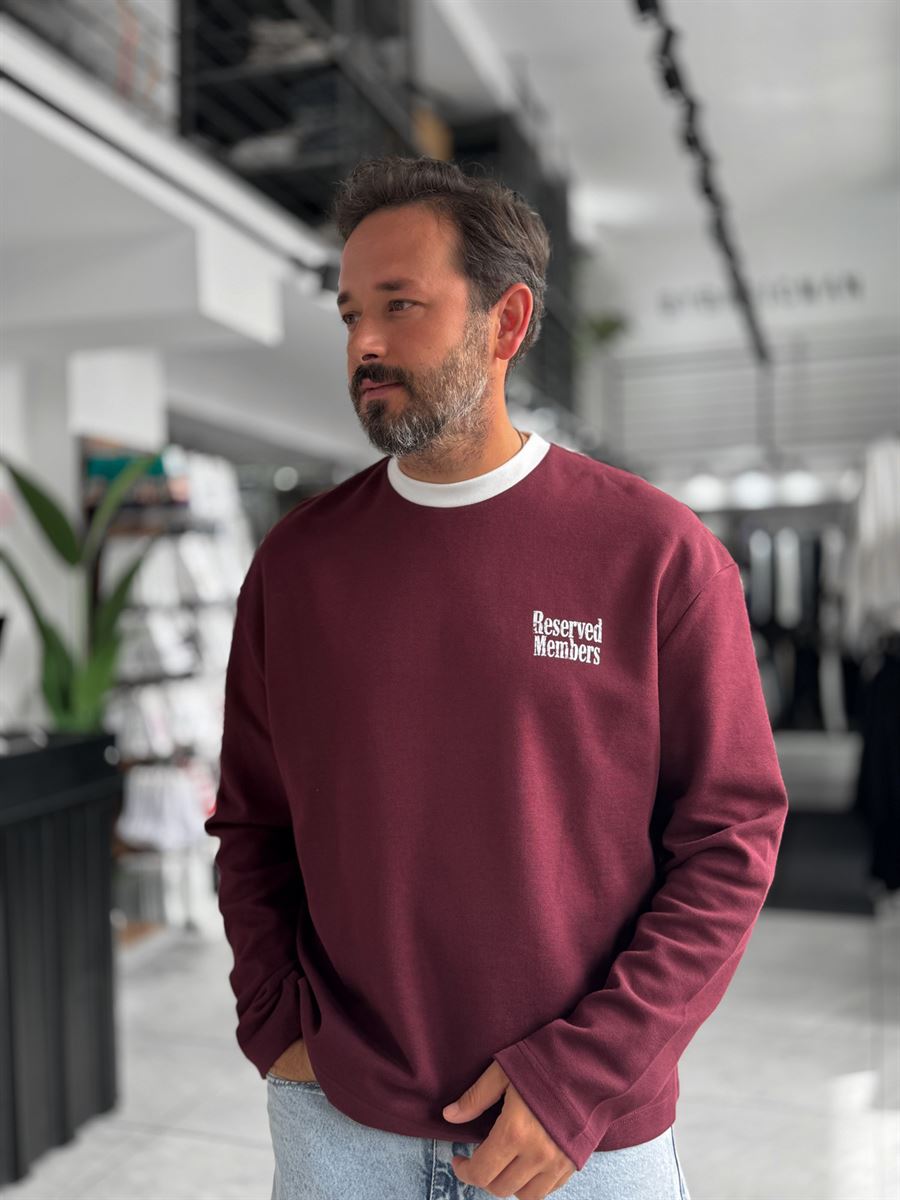 Burgundy Reserved Boxy Fit Sweatshirt RES-5024