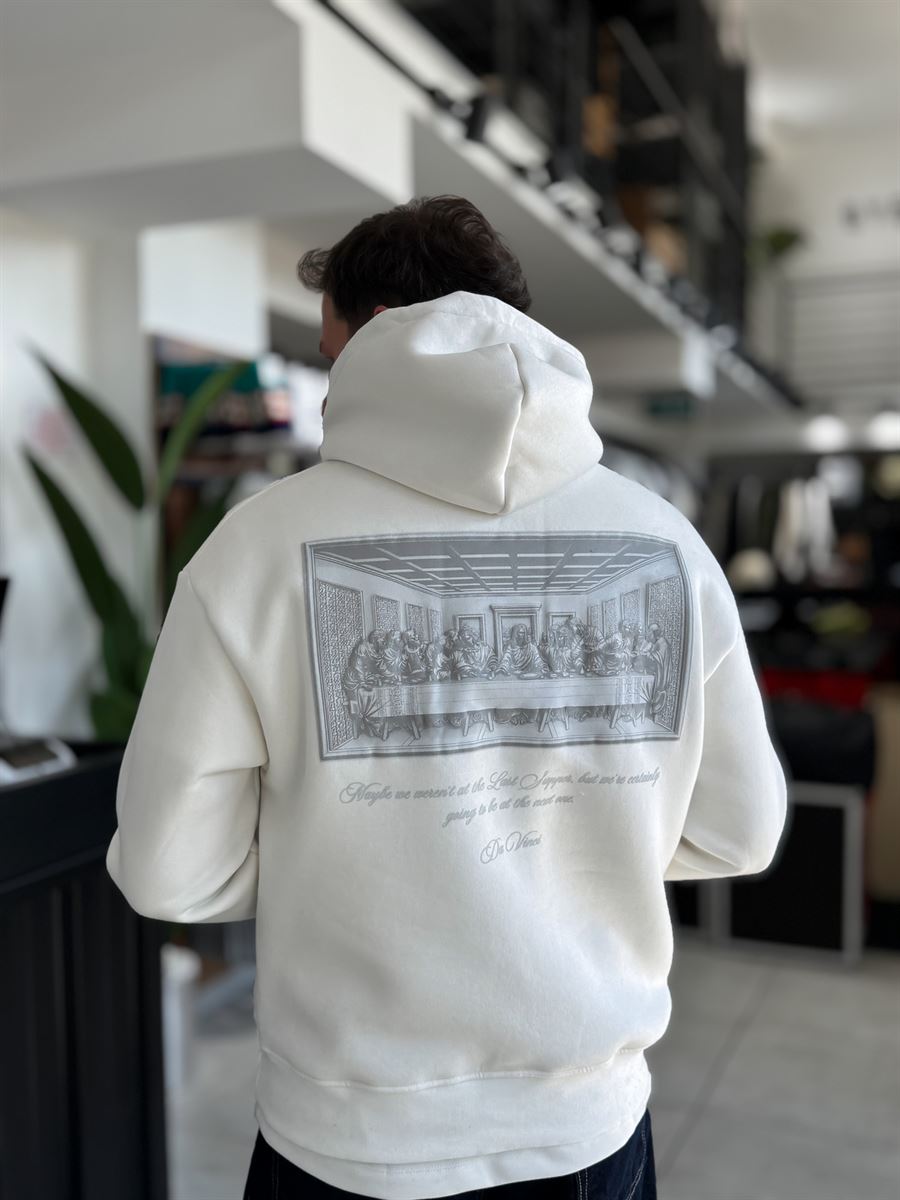 White Da Vinci Hooded Sweatshirt RES-5003