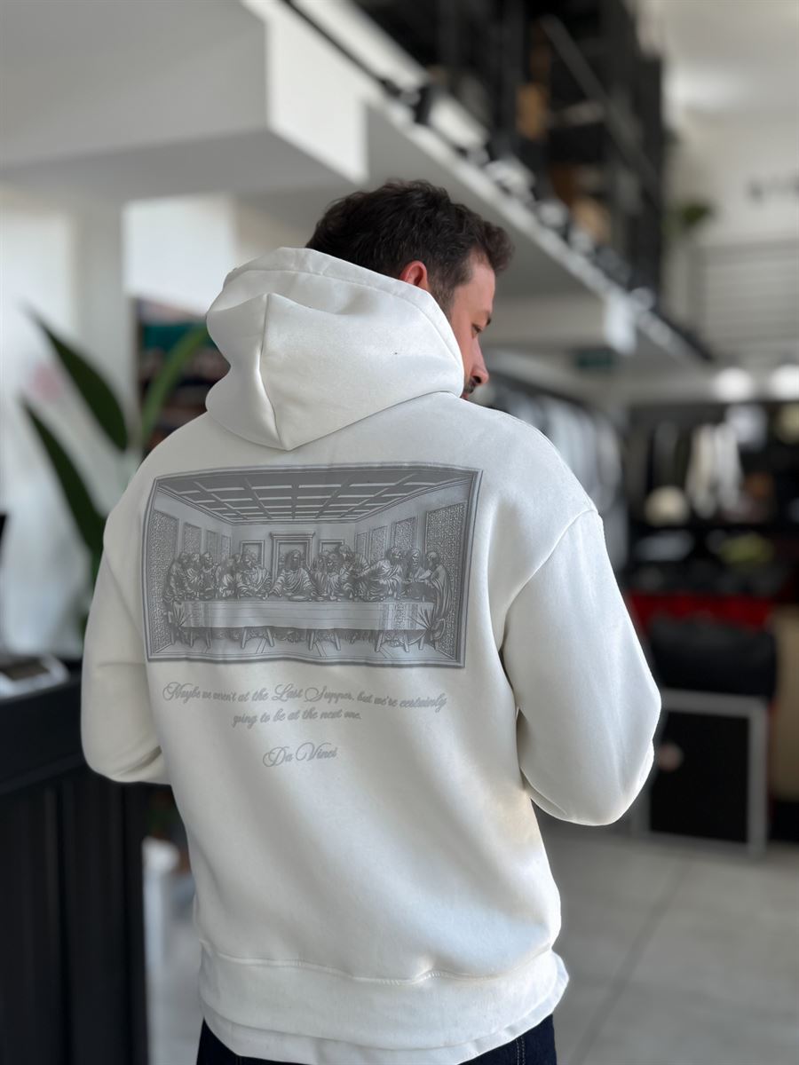 White Da Vinci Hooded Sweatshirt RES-5003