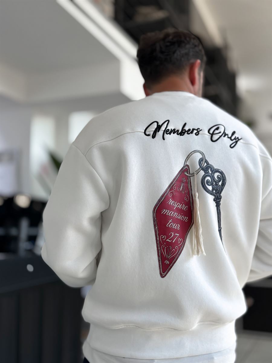 White Members Embroidered Oversized Sweatshirt RES-5016