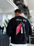 Black Members Embroidered Oversized Sweatshirt RES-5016