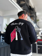 Black Members Embroidered Oversized Sweatshirt RES-5016