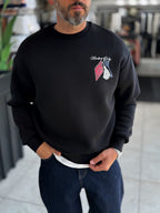 Black Members Embroidered Oversized Sweatshirt RES-5016