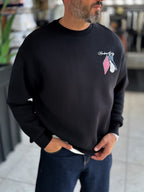 Black Members Embroidered Oversized Sweatshirt RES-5016
