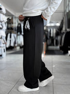 Black Accessory Detail Baggy Sweatpants WE-5137