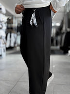 Black Accessory Detail Baggy Sweatpants WE-5137