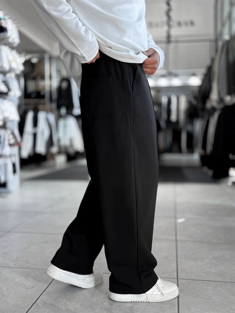 Black Accessory Detail Baggy Sweatpants WE-5137