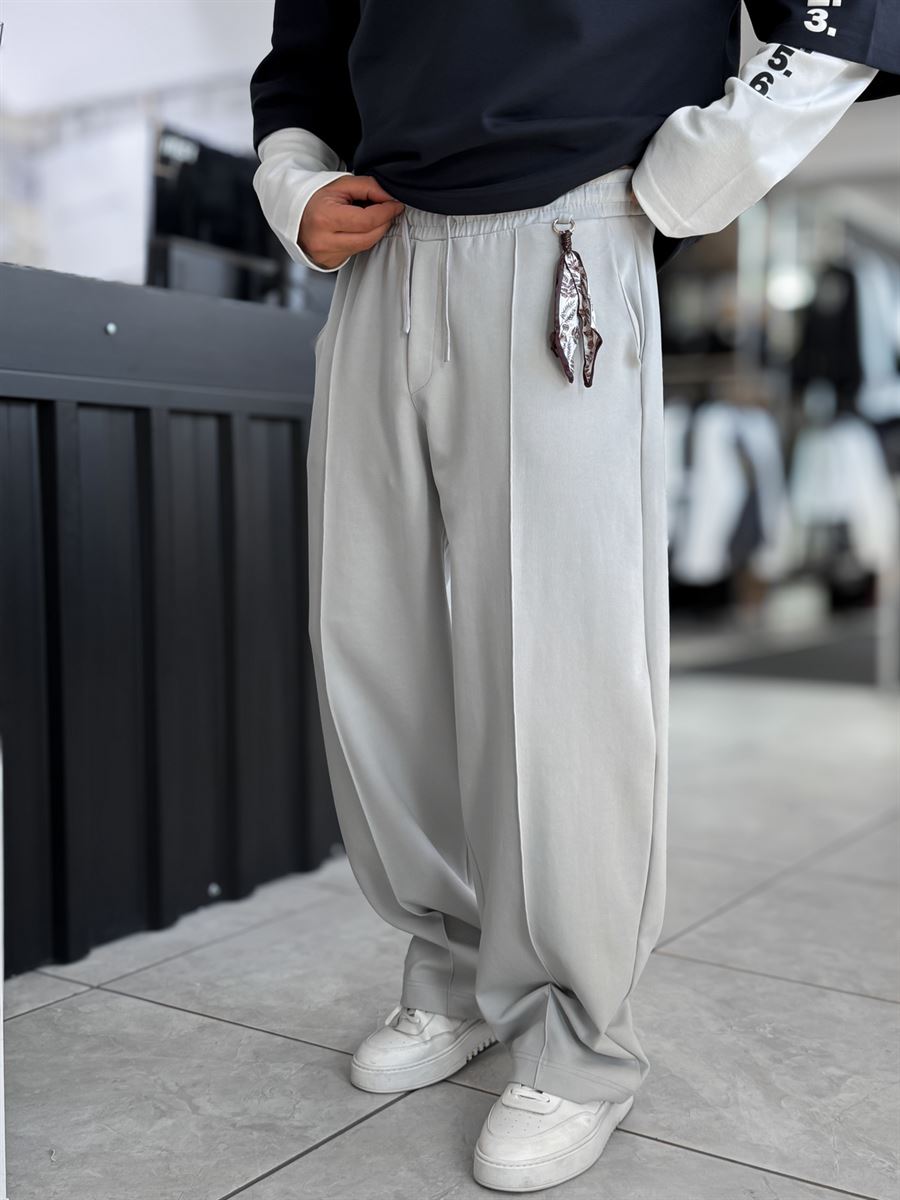 Gray Accessory Detail Baggy Sweatpants WE-5137