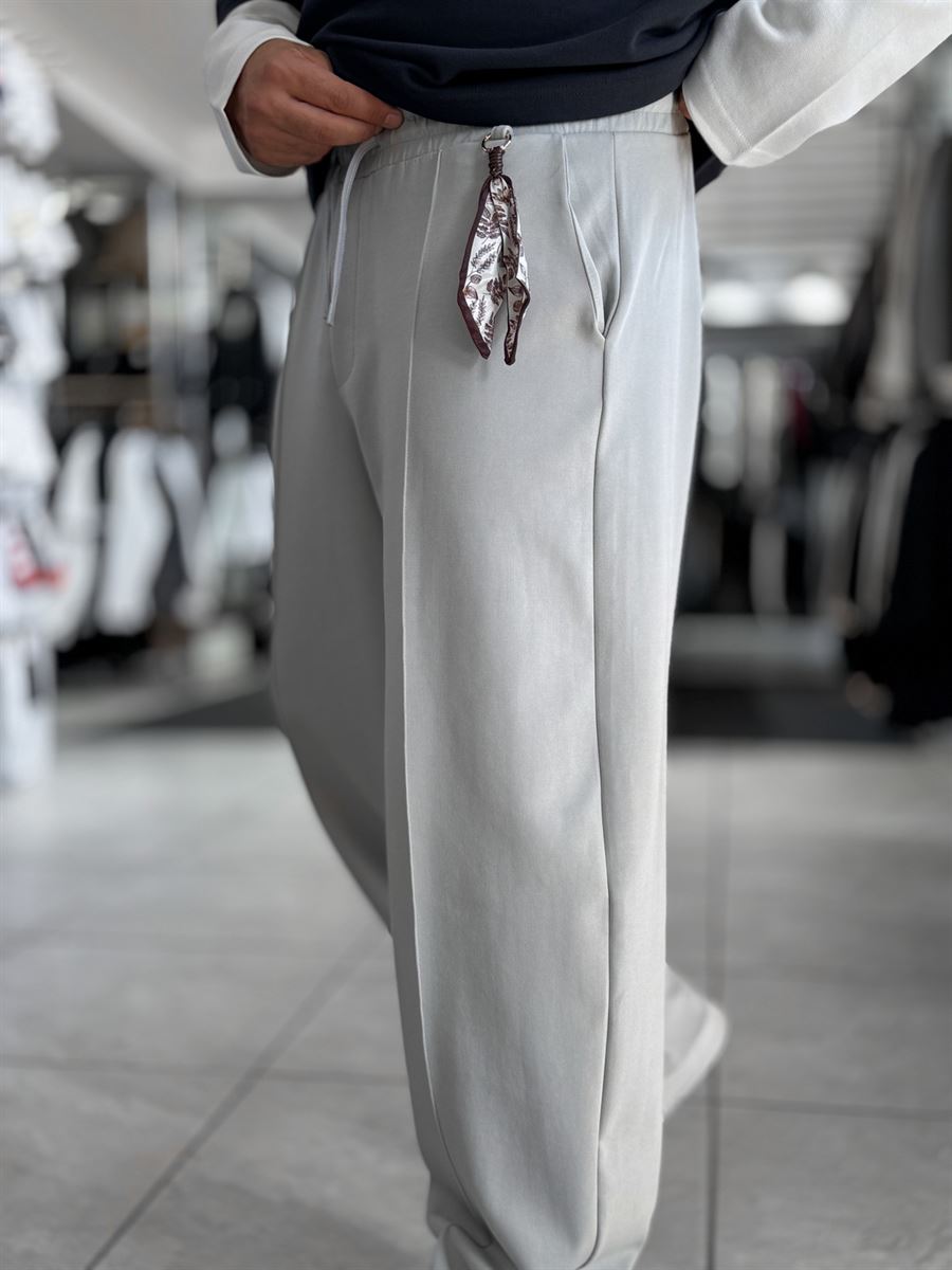 Gray Accessory Detail Baggy Sweatpants WE-5137