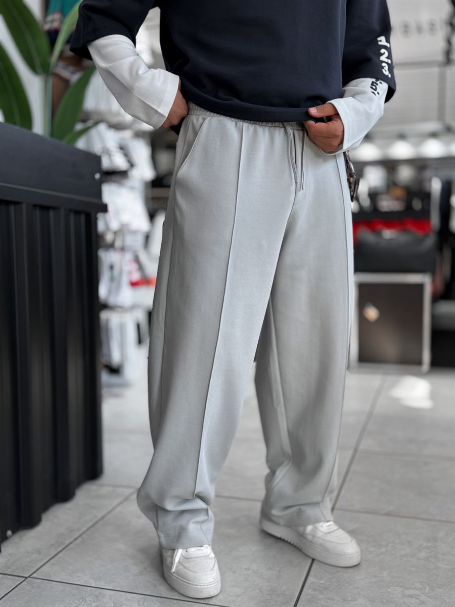 Gray Accessory Detail Baggy Sweatpants WE-5137