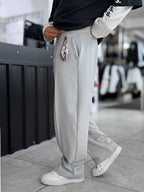Gray Accessory Detail Baggy Sweatpants WE-5137