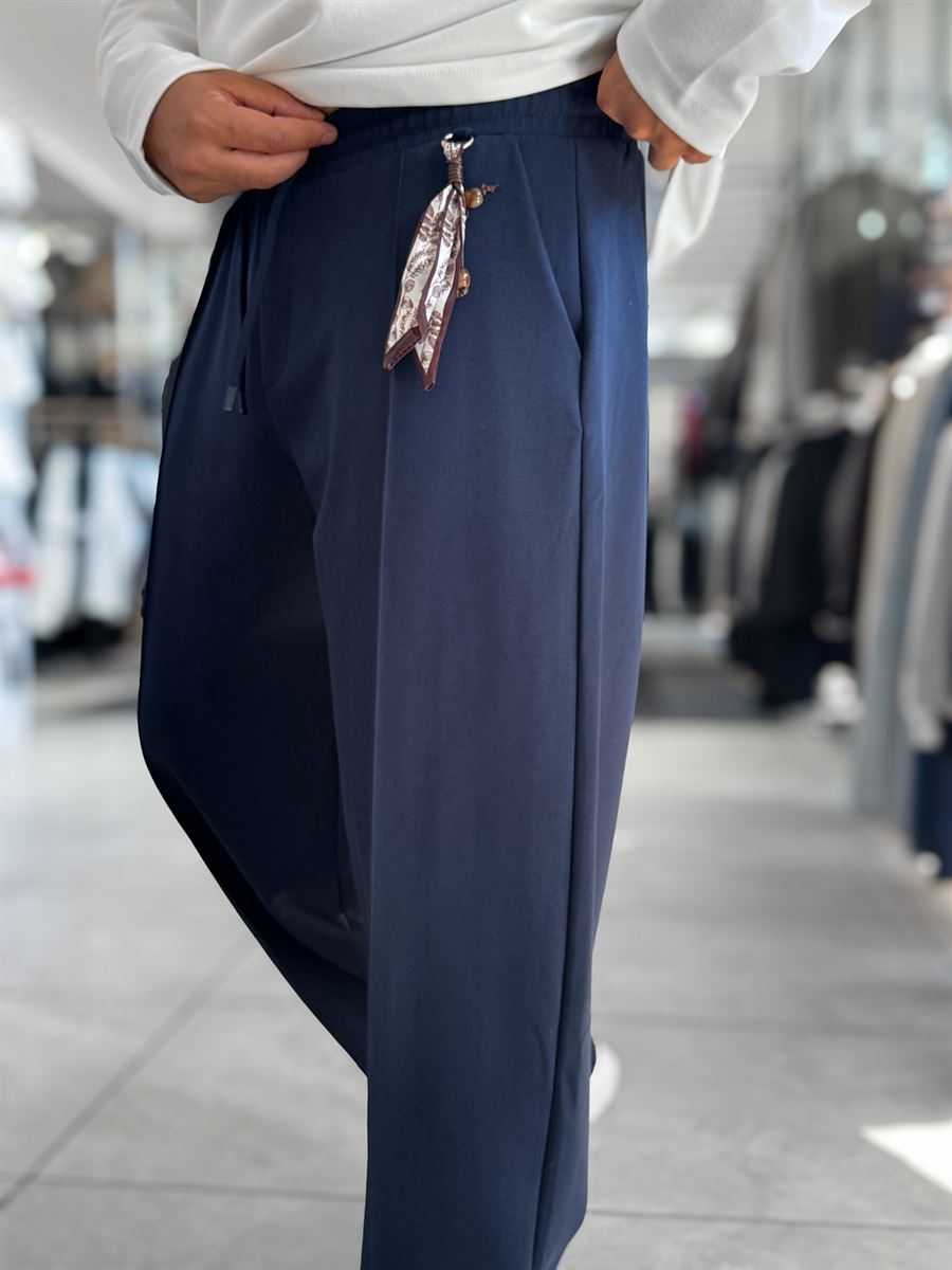 Navy Accessory Detail Baggy Sweatpants WE-5137
