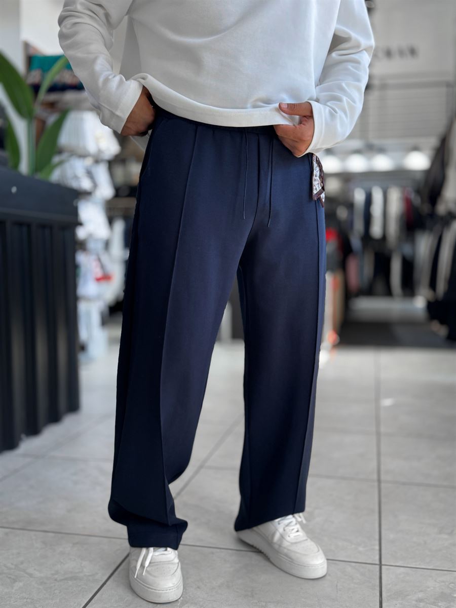 Navy Accessory Detail Baggy Sweatpants WE-5137
