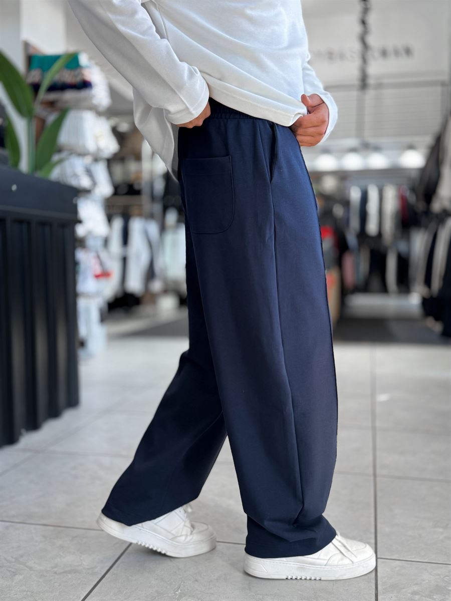 Navy Accessory Detail Baggy Sweatpants WE-5137