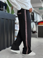 Black Mosaic Stripe Baggy Sweatpants WE-5136