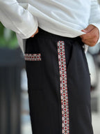 Black Mosaic Stripe Baggy Sweatpants WE-5136
