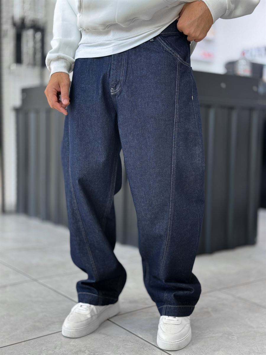 Navy Stitched Skater Jeans WE-3422