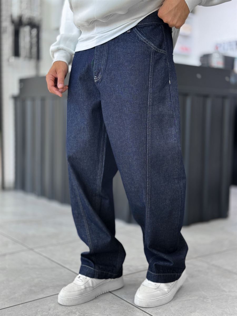 Navy Stitched Skater Jeans WE-3422