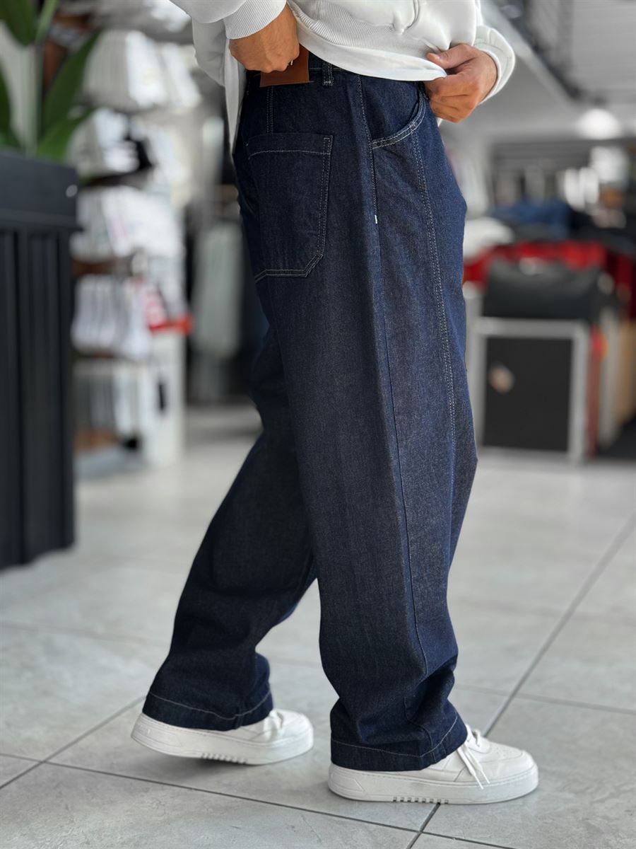 Navy Stitched Skater Jeans WE-3422