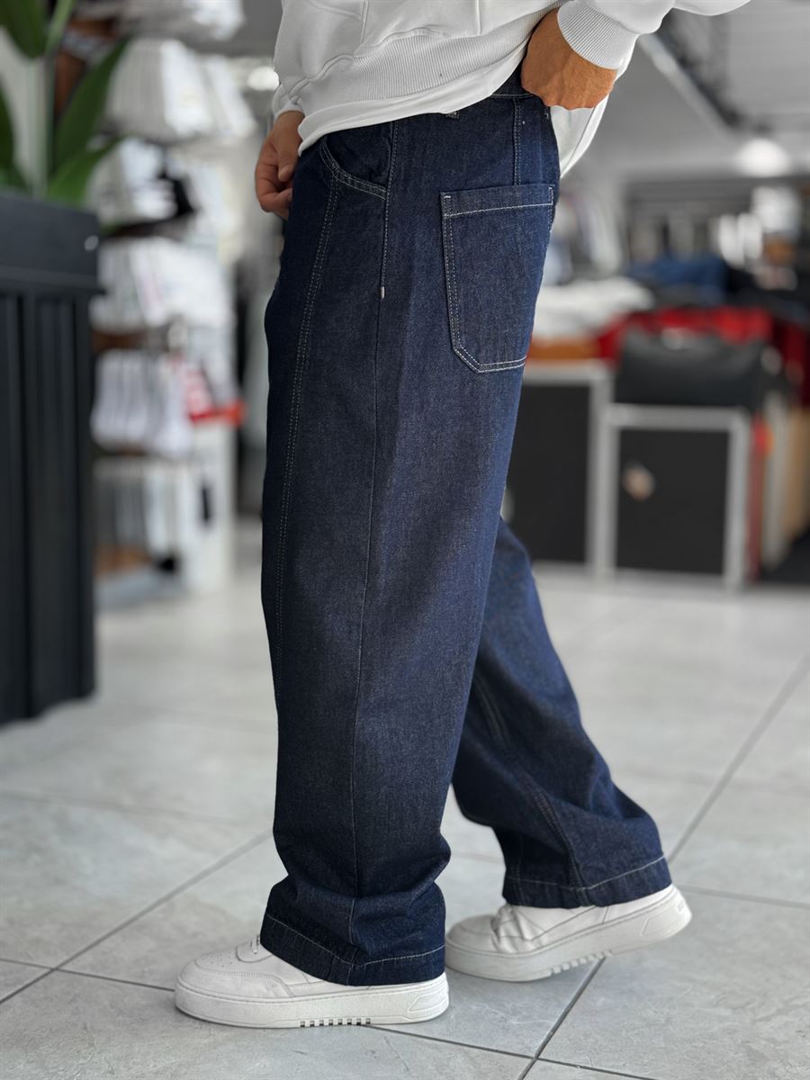 Navy Stitched Skater Jeans WE-3422