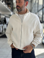 Beige Knitted Zip-Up Knit Sweatshirt HM-