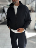 Black Knitted Zip-Up Knit Sweatshirt HM-