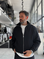 Black Knitted Zip-Up Knit Sweatshirt HM-