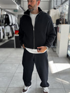 Black Knitted Zip-Up Knit Sweatshirt HM-