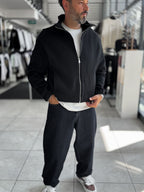 Black Knitted Zip-Up Knit Sweatshirt HM-