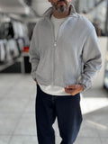 Light Gray Knitted Zip-Up Knit Sweatshirt HM-